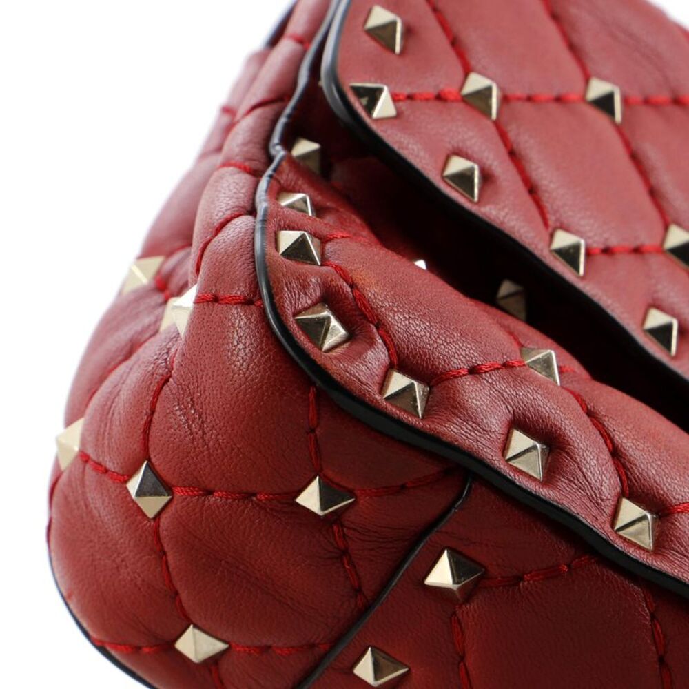 Valentino Garavani Rockstud Spike Flap Bag Quilted Leather Small Red - Picture 7 of 8
